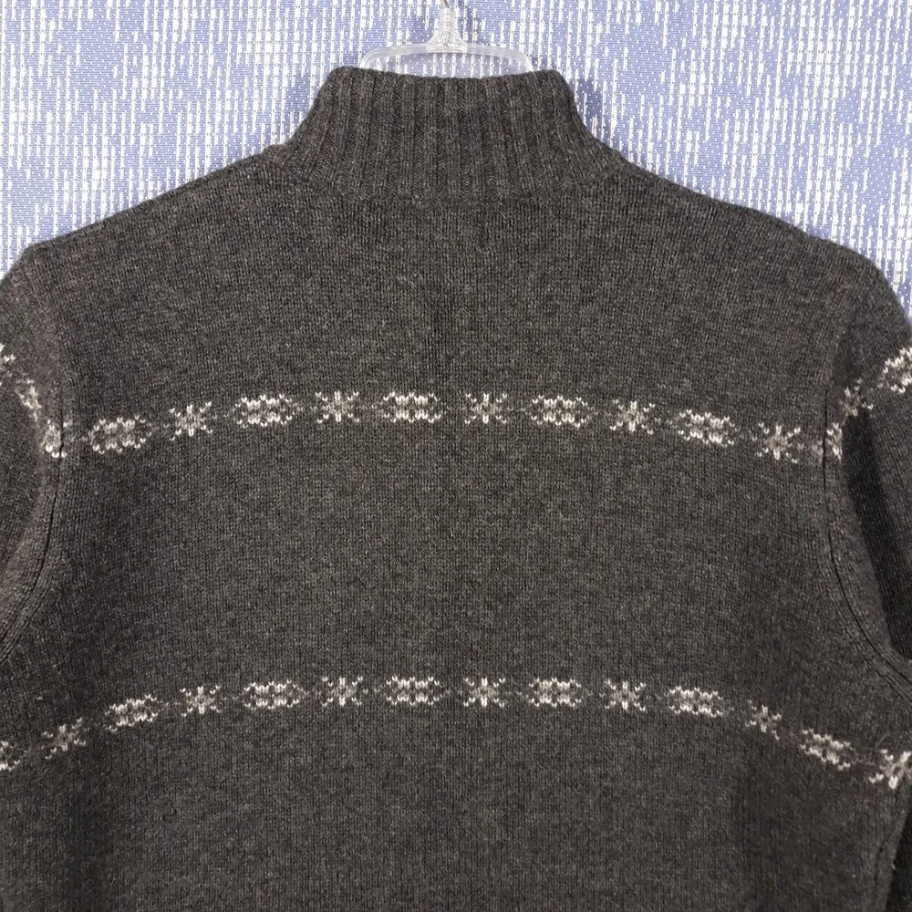 Woolrich Wool Sweater Womens XL Onyx Heather Fair Isle Gray Button Up Vintage